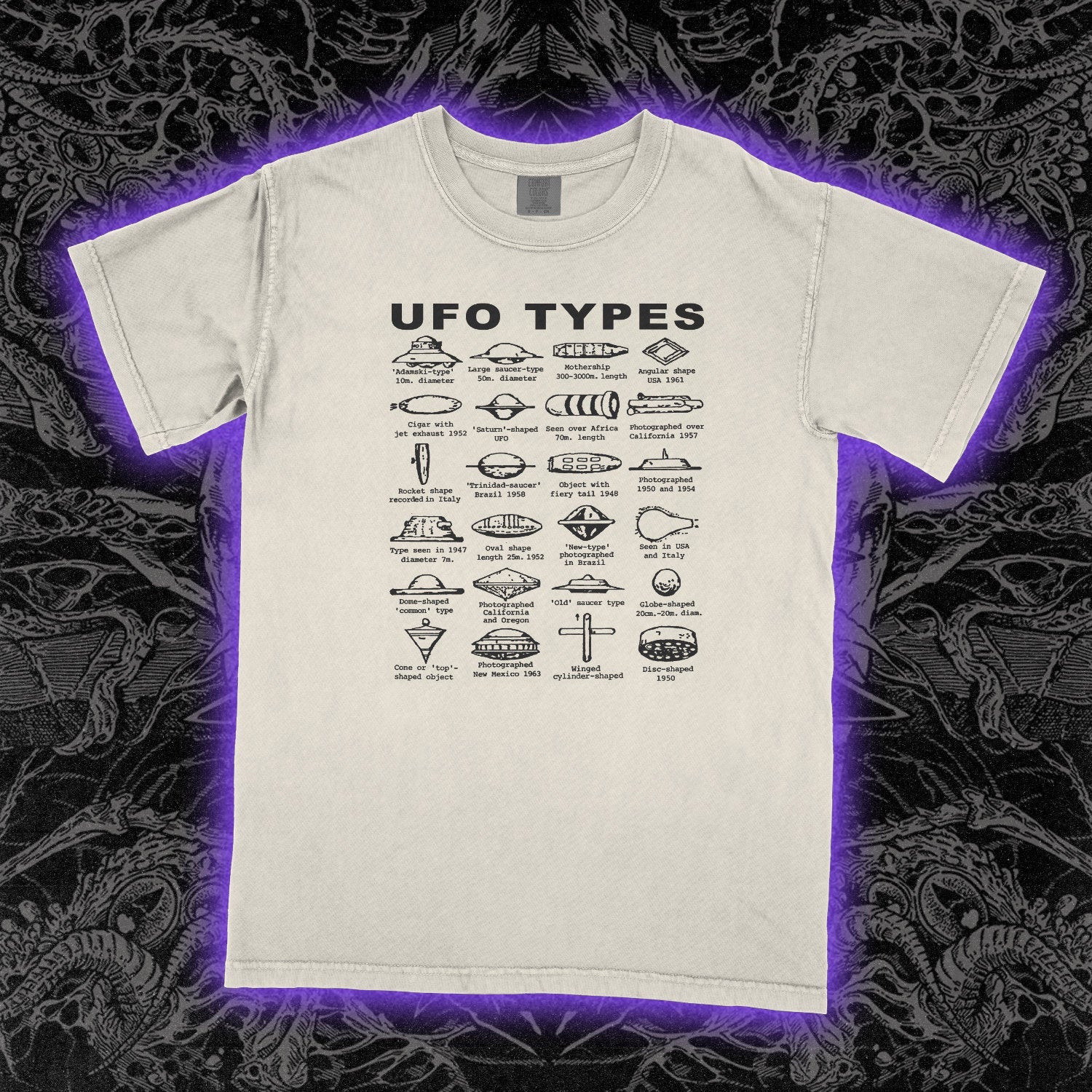 UFO Types Comfort Colors Ivory Tee