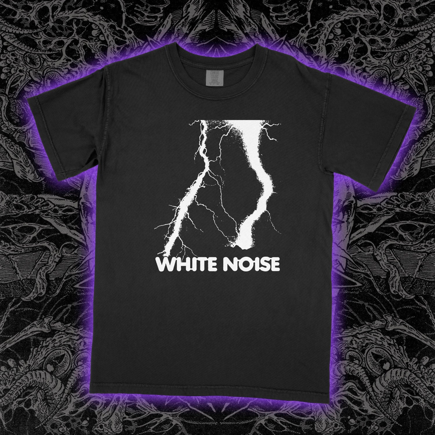 White Noise An Electric Storm Comfort Colors Black Tee